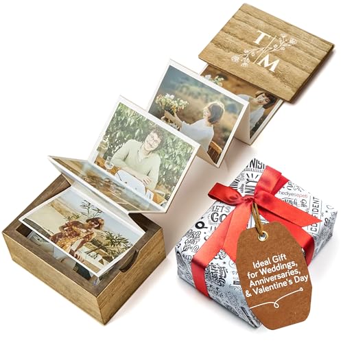 Personalized Wooden Photo Box Gift with Initials-Handmade Picture Box Gift, Wedding Keepsake Box and Anniversary Box, Custom Gifts, Romantic Gift Photo Memory Storage Box, Pull Out Photo-3"x2" - color: Initial