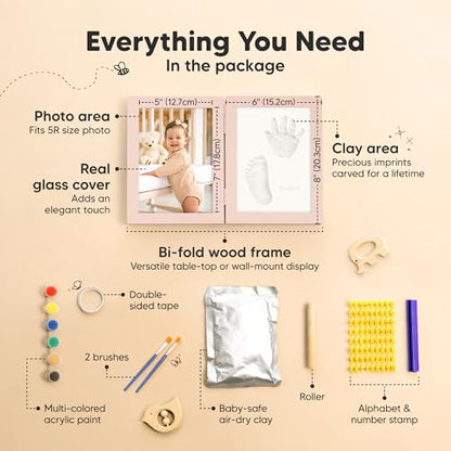 Baby Hand and Footprint Kit, Quick Dry Clay Newborn Keepsake (Petal Pink) - color: Petal Pink