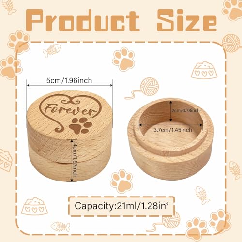 CREATCABIN Round Wood Mini Animal Urn Small Pet Urns for Ashes Pet Hair Keepsake Box Case Paw Print Forever Burlywood Decorative Urns Funeral Cremation Urn Memorial Box Gift for Dogs Cats 2x1.6Inch - style: Paw Print Forever