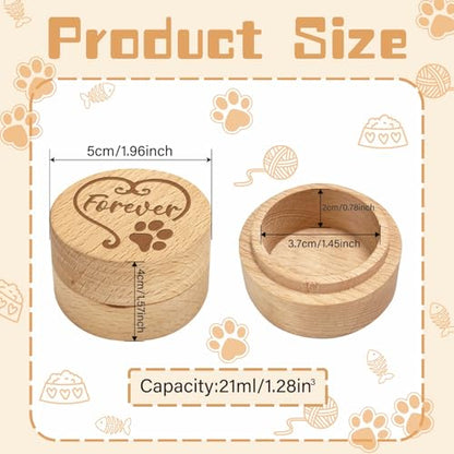 CREATCABIN Round Wood Mini Animal Urn Small Pet Urns for Ashes Pet Hair Keepsake Box Case Paw Print Forever Burlywood Decorative Urns Funeral Cremation Urn Memorial Box Gift for Dogs Cats 2x1.6Inch - style: Paw Print Forever