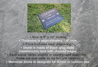 Custom Pet Memorial Slate Stone, Personalized 8x12 Dog Memorial Stone, Pet Grave Marker for Pet Dog Cat Horse, Headstone, Pet Headstone, Memorial Stone You Can Customize (Design 1) - style: Design 1