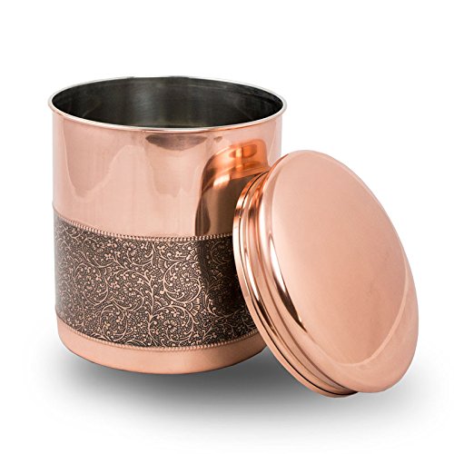 Copper Scattering Cremation Urn with Mughal Motif - Decorative Metal Urn for Human Ashes, Women, and Adults