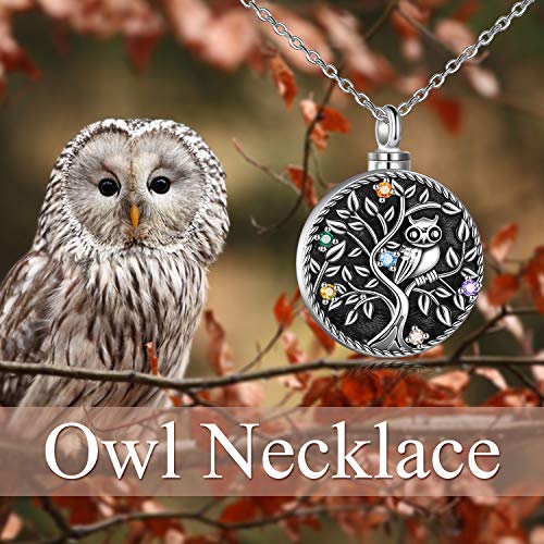 Sterling Silver Tree of Life Urn Necklace for Ashes Owl Necklace Pendant Charm for Women Memorial Gifts Keepsake Always in My Heart Memory Necklace Jewelry - style: tree of life pendant with owl
