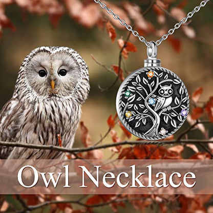 Sterling Silver Tree of Life Urn Necklace for Ashes Owl Necklace Pendant Charm for Women Memorial Gifts Keepsake Always in My Heart Memory Necklace Jewelry - style: tree of life pendant with owl