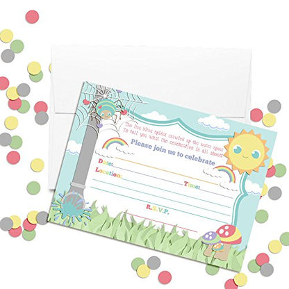 Amanda Creation Itsy Bitsy Spider Themed Birthday Party Fill In Invitations set of 20 with envelopes - style: Itsy Bitsy Spider