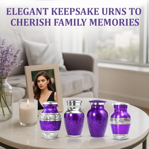 Small Urns for Human Ashes - Elegant Keepsake Cremation Urns - Purple - color: Purple