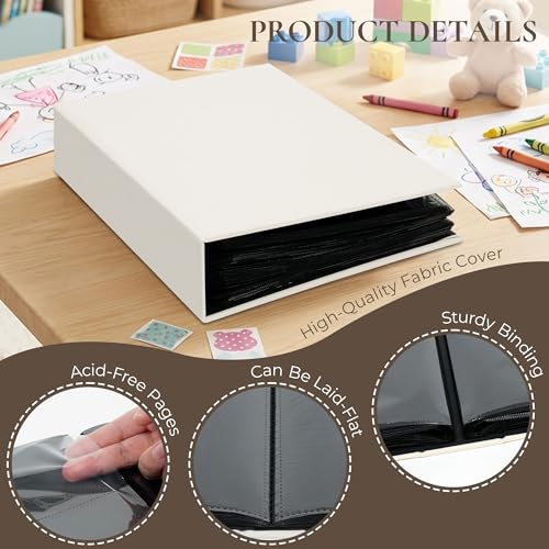 Vienrose Baby Photo Album 4x6 200 Pockets Photo Window Beige | Cloth Cover, Baby Themed Stickers, Tweezers, Acid Free Pages - color: Baby Theme, size: 200k