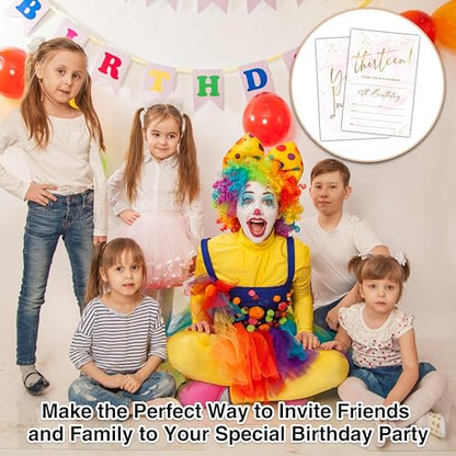 Birthday Invitations - 13th Birthday Invites with Envelopes(25-Count) - Pastel Gold Foil Fill-in Party Invite Cards for Girls Kids Party Supplies Favors Decorations - A22 - style: Pastel Gold Foil 13th