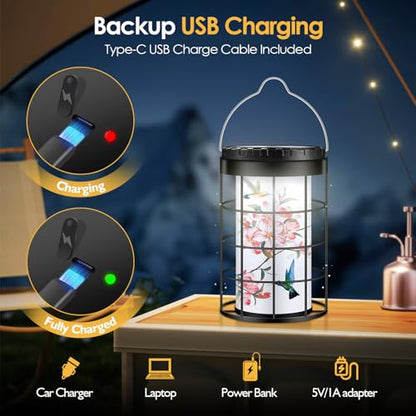 Hummingbird Solar Lanterns Outdoor Waterproof, Solar & USB Dual Charging Options, Garden Decor Hanging Lights, Gifts for Mom Wife Grandma Daughter Friends Sister