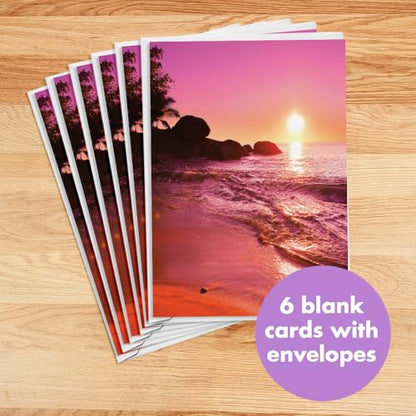 Designer Greetings For Your Words, Blank Cards 6 Pack - color: Beach Sunset