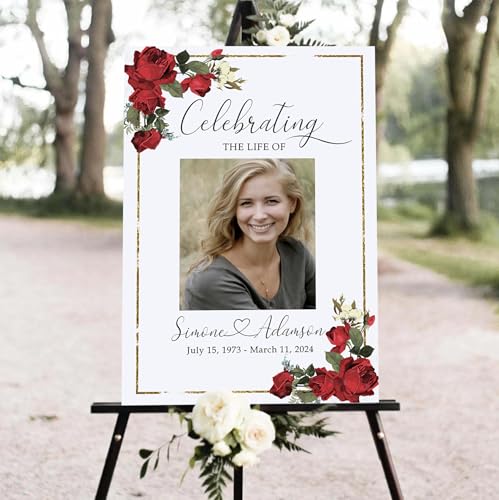 Personalized Floral In Loving Memory Welcome Sign, Memorial Picture Board, Memorial Sign, Celebration Of Life Decoration Yard Sign, Outdoor Memorial Garden Decor, Memorial Decorations - color: Color 20