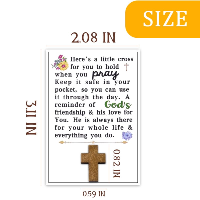 Small Cross Christmas Gifts for Women Christian Wooden Pocket Tokens Christening Communion Communion Confirmation Baptism Gifts for Girl Catholic Religious Xmas Holiday Birthday Gift for Church Friend - color: Religious Greeting Cards with Cross