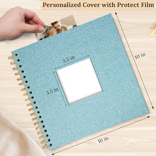 10"x10" Scrapbook Photo Album Linen Cover 20 Sheets 40 Pages White Paper - color: Light Blue, size: 10 Inch 40 Pages
