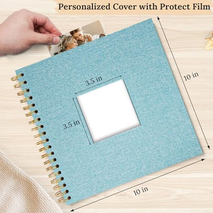10"x10" Scrapbook Photo Album Linen Cover 20 Sheets 40 Pages White Paper - color: Light Blue, size: 10 Inch 40 Pages