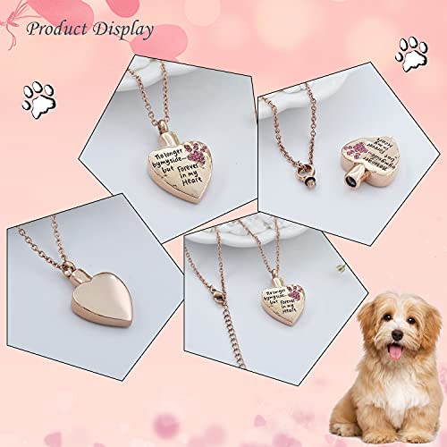 Fashion Pet Cremation Jewelry Stainess Steel Heart Keepsake Ashes Necklace Dog Cat Paw Memorial Urn Pendant - color: RG-Pink