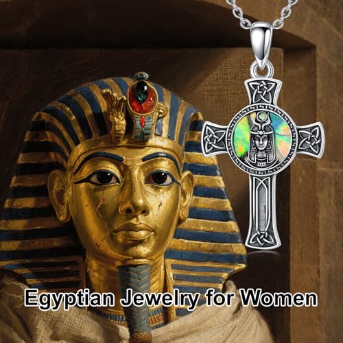 PROESS Cross Necklace for Women Men Sterling Silver Rose/Sunflower Cross Pendant Religious Jewelry Christmas Birthday Mothers' Day Gifts - color: 19-ISIS Goddess