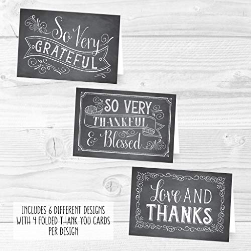 24 Bulk Thank You Cards with Envelopes Blank Cute Thank You Cards | Chalk White 6 x 4 Appreciation Card for Weddings, Valentines, Anniversary, Small Business, Party Guests, Engagement & Funeral - color: Chalk White 24 pcs
