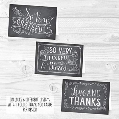 24 Bulk Thank You Cards with Envelopes Blank Cute Thank You Cards | Chalk White 6 x 4 Appreciation Card for Weddings, Valentines, Anniversary, Small Business, Party Guests, Engagement & Funeral - color: Chalk White 24 pcs