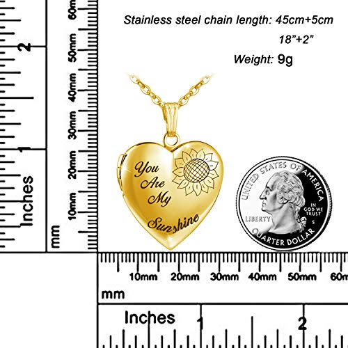 YOUFENG You are My Sunshine Necklace Sunflower Locket Necklace that Holds Pictures Heart Locket Pendant Gifts for Her - style: Gold-plated Sunflower locket