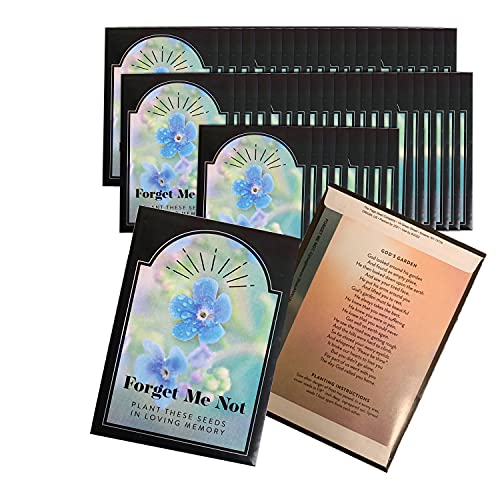 50 Pcs Funeral Favors Forget Me Not Memorial Seed Packets - 50 Individual Seed Packets - Celebration of Life - Recuerdos de Difuntos para DAR En UNA Misa - size: 50 Pack