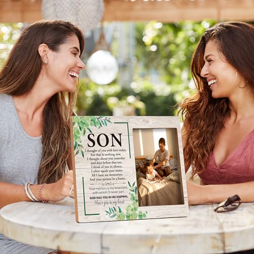 Memorial Pictures Frame, Best Son Photo Frame, Sympathy Gifts For Loss Of Son, Funeral Remembrance Gifts, Farmhouse Home Living Room Bedroom Decoration -54