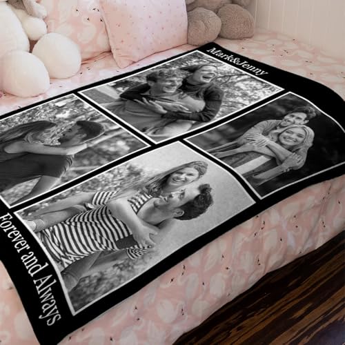 XINLING Custom Memorial Blanket with Pictures for Loss of Loved One Personalized Photo Blanket Customized Sympathy Gifts in Memory of Mom Dad Grandma Grandpa - color: 4 Photos