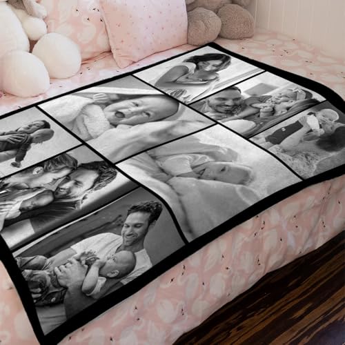 XINLING Custom Memorial Blanket with Pictures for Loss of Loved One Personalized Photo Blanket Customized Sympathy Gifts in Memory of Mom Dad Grandma Grandpa(8 Photos) - color: 8 Photos
