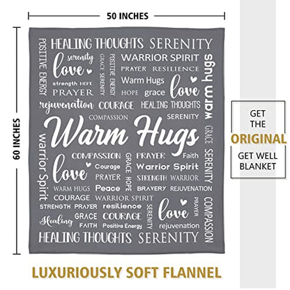 Warm Hugs Healing Blanket, Get Well Gifts for Women Men | Cancer Care, Chemo, After Surgery, Get Well Soon, Thinking of You Gifts, Soft Throw Blanket 50" x 60" - color: Grey, size: 50"x60"