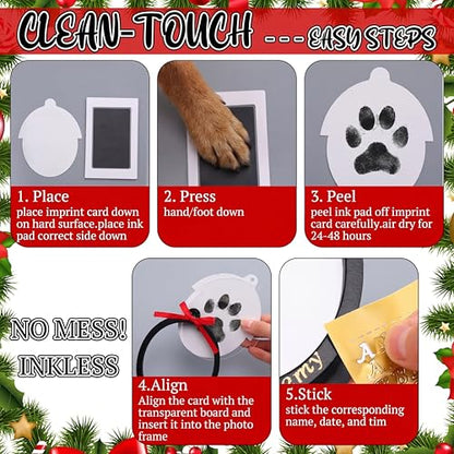 AmazingSpark 2 Sets Paw Print Kit for Dogs Inkless Pawprint Keepsake Kit Cat Pawprints Personalization Tool Keepsake Frame Double Sided Paw Print Ornament