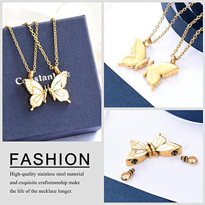 constantlife 2 Pack Butterfly Urn Necklaces for Ashes for Women Girls Stainless Steel Pendants Cremation Keepsake Jewelry Mother Daughter Sister Friendship Memorial Gifts - color: Customize-B