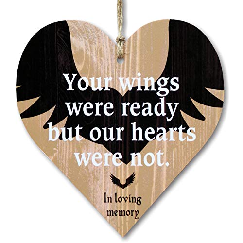 CARISPIBET Your Wings were Ready but our hearts were not. In loving memory Decorative Sign for Loss of Loved One Memorial Wall Art Gift for Bereavement 5" x 5"