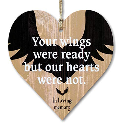 CARISPIBET Your Wings were Ready but our hearts were not. In loving memory Decorative Sign for Loss of Loved One Memorial Wall Art Gift for Bereavement 5" x 5"