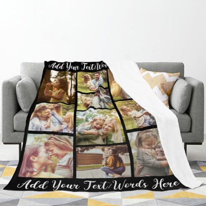 D-Story Personalized Blanket with 10 Photos Custom Blanket for Adults Kids Birthday Xmas for Dad Mom Son Daughter Family Picture Throw Blanket - color: A-10 Photos Design