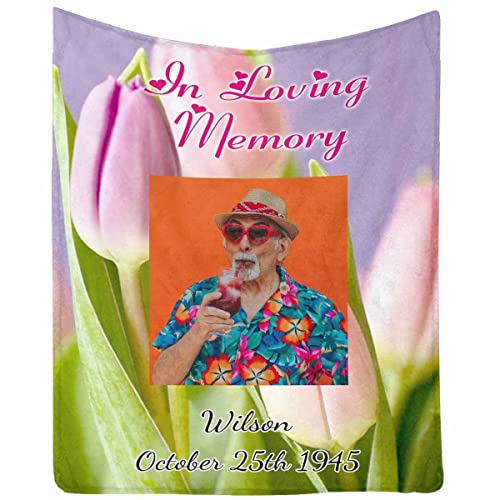 InterestPrint Personalized Blanket Loss of a Loved One Picture Blanket- Bereavement Gift - in Loving Memory Gift - color: Multi A2, size: 30 x 40 Inches