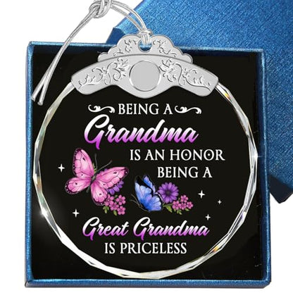 Christmas Glass Ornament - Great Grandmother Gift - Being a Grandma is an Honor Being a Great Grandma is Priceless - Grandmother Gifts from Grandson Granddaughter - Sentimental Keepsake - color: Great Grandma