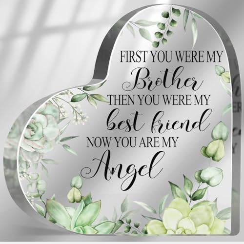 Sympathy Gifts for Loss of Loved One, Memorial Gifts for Loss of Brother, In Memory of Brother Sister Plaque, Bereavement Condolences Grief Gifts, Funeral Remembrance Decor Ornament Sign - color: Brother Angel