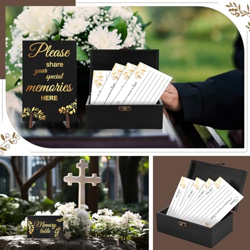 Share a Memory Cards Wooden Box for Celebration of Life Decoration - style: Elegant Black & Gold Set