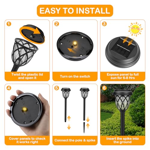 Solar Lights Outdoor 12 Pack, IP65 Waterproof Garden Landscape Lighting for Patio Yard Driveway（Warm White）