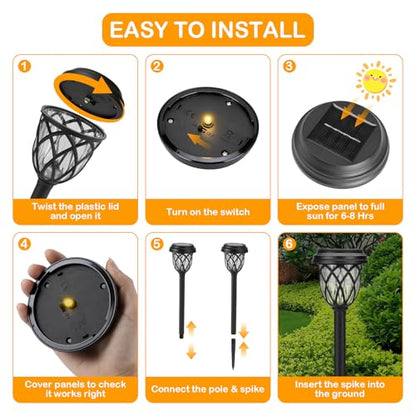 Solar Lights Outdoor 12 Pack, IP65 Waterproof Garden Landscape Lighting for Patio Yard Driveway（Warm White）