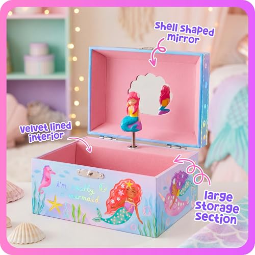 Giggle & Honey® Musical Mermaid Jewelry Box for Girls | Music Boxes for Little Girls, Toddler Jewelry Box for 4 Year Old Kids, Toys for Toddlers, Birthday Gifts for Kids 5-9 Years - style: Mermaid