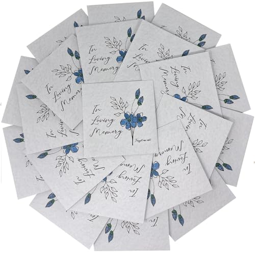 Forget Me Not Seeds - in Loving Memory Funeral Favors - Prefilled Seed Packets - Ready to Give - Pack of 20 - style: Blue FMN
