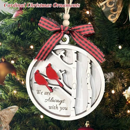 Cardinals Memorial Gifts, Red Cardinal Wooden Ornaments, Sympathy Gifts for Loss of Loved One, Grief Gifts, Bereavement Gift Ideas, Remembrance Gift for Loss of Mom, Cardinal Christmas Decor - style: 2 Cardinal Birds