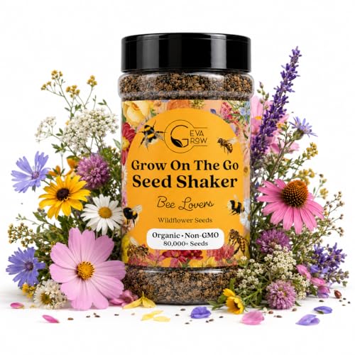 Mini Wildflower Seed Shaker - Save The Bees Seed Mix, by GevaGrow | 80,000+ Seeds | Pollinator & Bee Attracting Flower Seeds Bulk for Planting in Pots & Outdoor Gardens | 2 Ounce - size: 2oz Shaker, style: Save The Bees Mix
