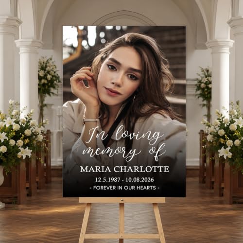 Personalized Funeral Welcome Sign, Elegant Celebration Of Life Funeral Photo Sign, Memorial Welcome Sign, In Loving Memory Of Sign, Memorial Signs with Picture, Celebration Of Life Decorations - color: Style #9