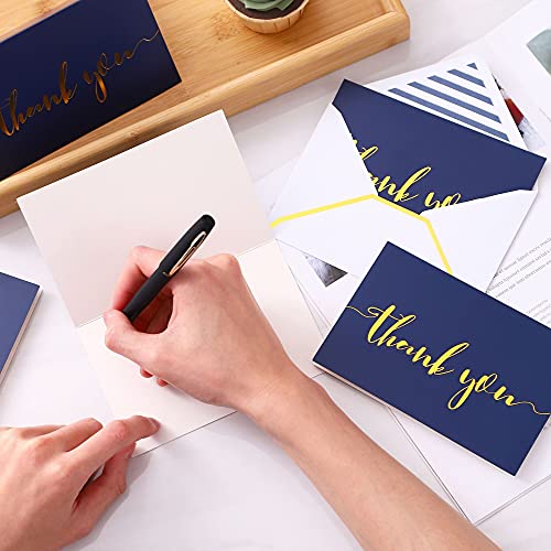 Winoo Design Heavy Duty Thank You Cards with Envelopes - 36 PK - Gold Thank You Notes 4x6 Inches Baby Shower Wedding Cards Small Business Graduation Funeral Bridal Shower (Navy Blue) - style: Navy Blue