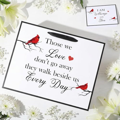 Cardinal Sympathy Gift Bag for Loss of Loved One Memorial Wrapping Paper Bag with Tissue Paper Sympathy Card Those We Love Don't Go Away Bag for Funeral Loss of Dog Pet Mom Dad Husband Bereavement - color: Cardinal