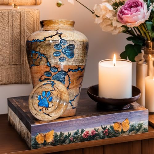 Wooden Urn for Pets urn for Ashes Urn for Dog urn for cat Cremation Pets Memory Box Handcrafted Pet urn Small urn for Pets (Medium 110 LBS), persutm-04 - size: Medium 110 LBS