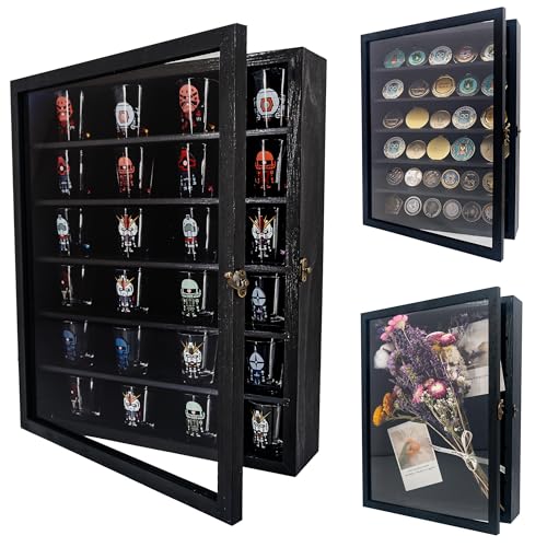 FramePro Shadow Box Frame Display Case 12x16 with Removable Shelves, Deep Memory Box Trinket Knick Knack Shelf Cabinet for Collector, Keepsake Coins Military Medals Wedding Flowers Black - color: Black, size: 12x16
