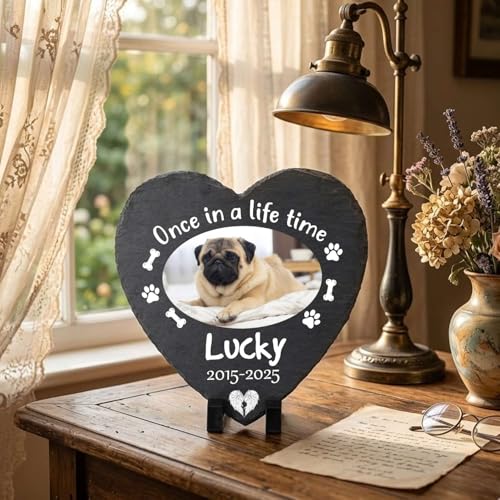 Customized Photo Pet Memorial Stone Dogs Cats Passing Away - color: Memorial 11