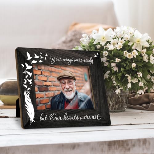 Your Wings Were Ready But My Heart Was Not Photo Frame, Memorial Pictures Frame, Sympathy Gifts For Loss Of Loved One (4x6 photo) - color: Black